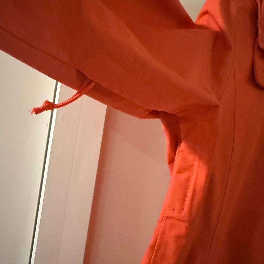 Bright Orange Red Hooded Rain Jacket - Picture 2 of 5